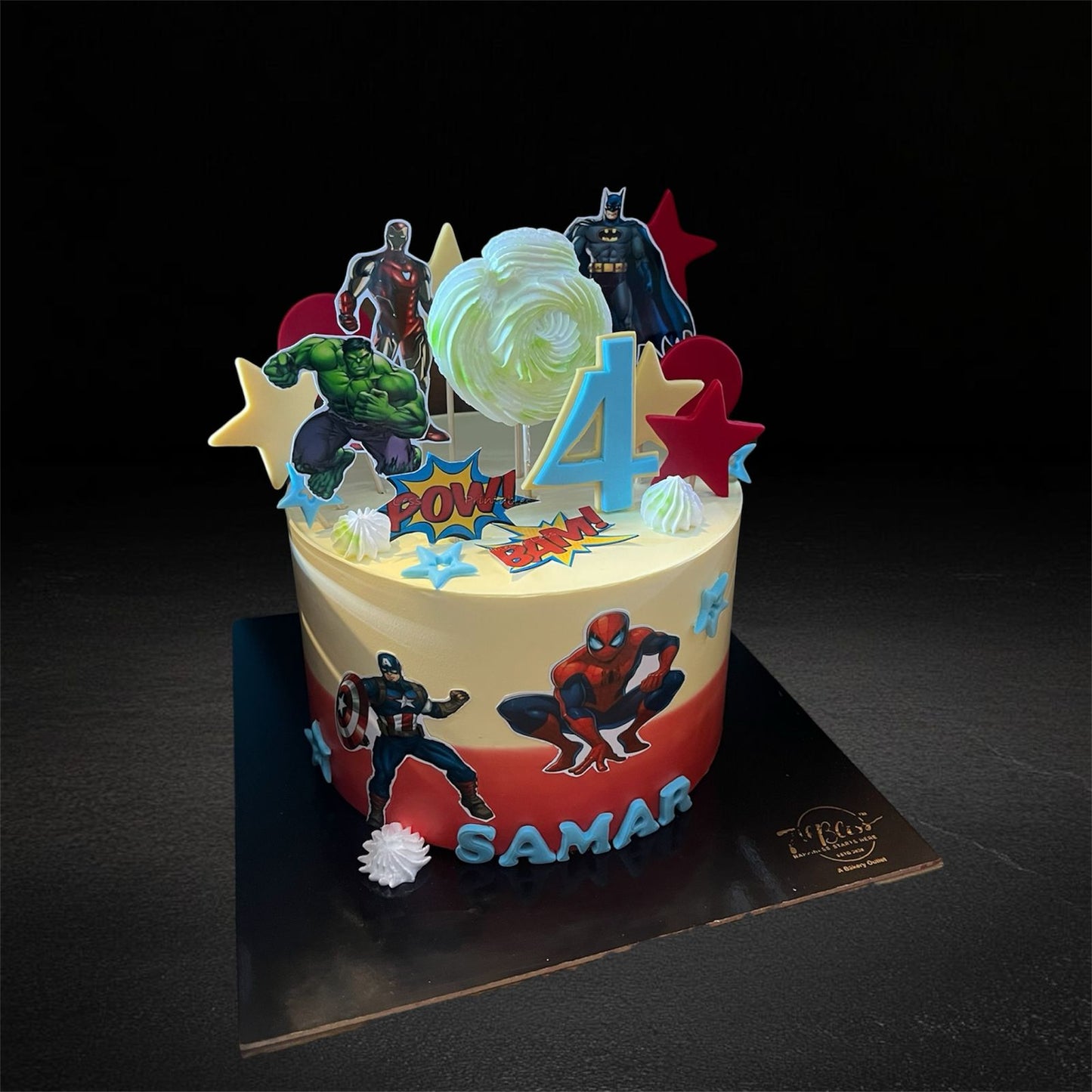 Avengers Yellow Red Birthday Cake
